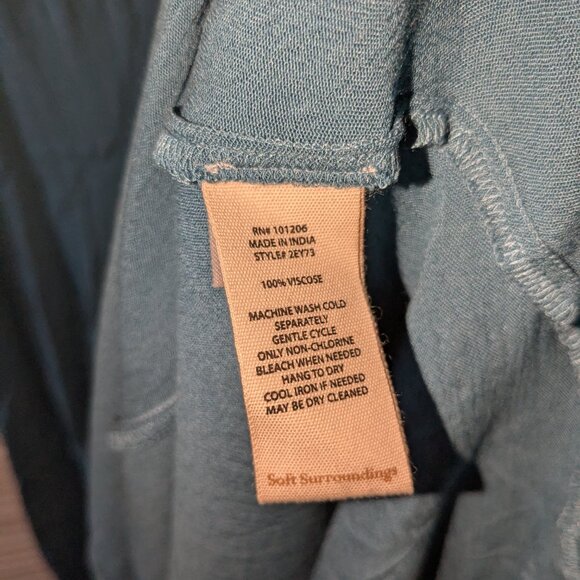 Soft Surroundings Katriane Gauze Maxi Dress Teal Large Crinkle Sleeveless Smock - Picture 9 of 11